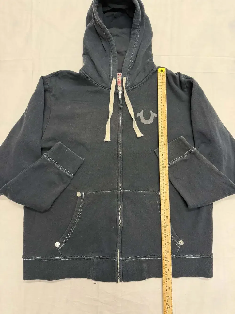 True Religion Classic Logo Full Zip Hoodie with Contrast Stitching